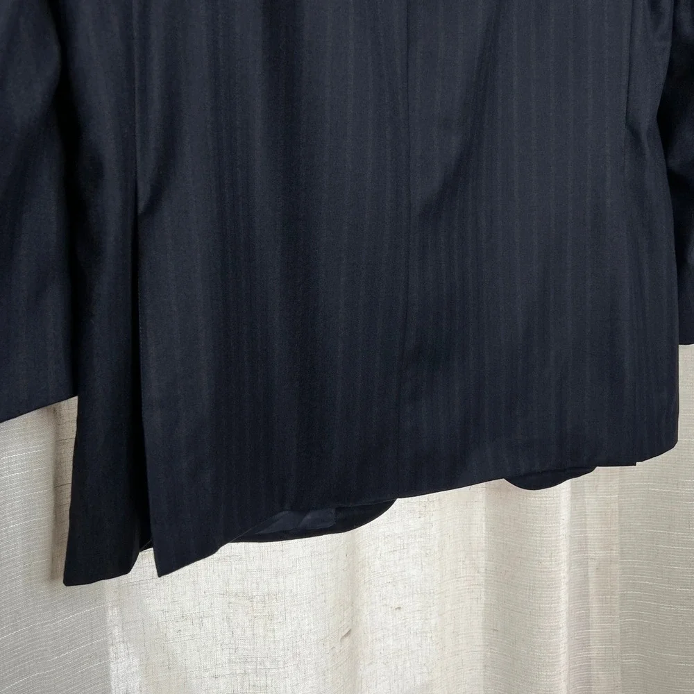 Ermegegildo Zegna 100% Wool Blazer Navy Blue Brown Stripe Men's Size EU 58 US 48